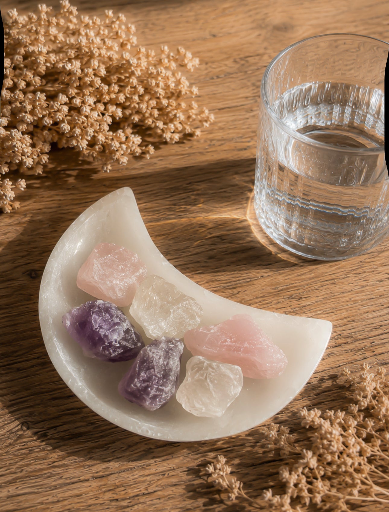Edelsteinwasser Grundmischung Rosenquarz Amethyst Bergkristall