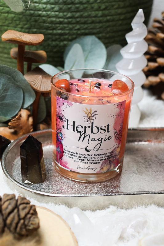 Herbstmagie Kristallkerze- Wärme, Kraft & Erdung