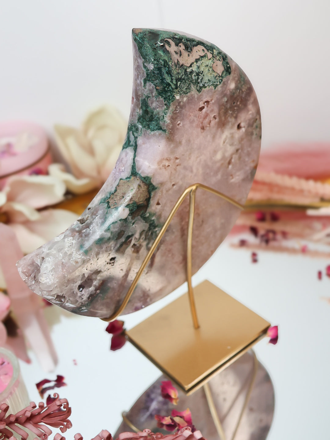 Druzy Pink Amethyst Mond auf Ständer UNIKAT