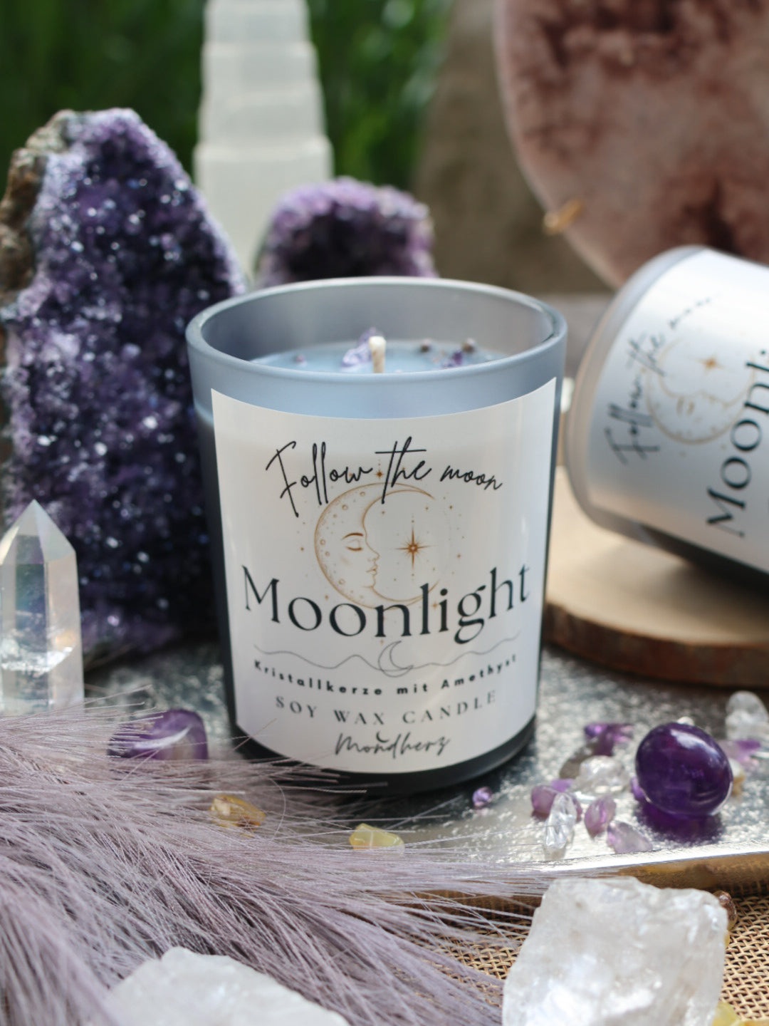 Kristallkerze Moonlight mit Amethyst