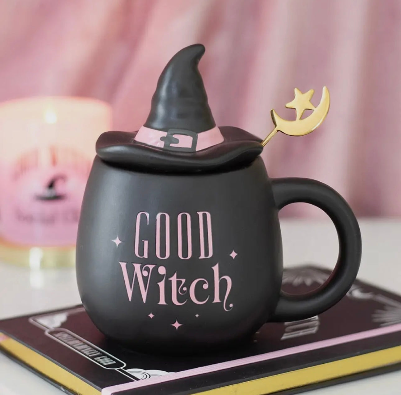 ✨ Good Witch Zaubertasse mit Hexenhut-Deckel & Mondlöffel