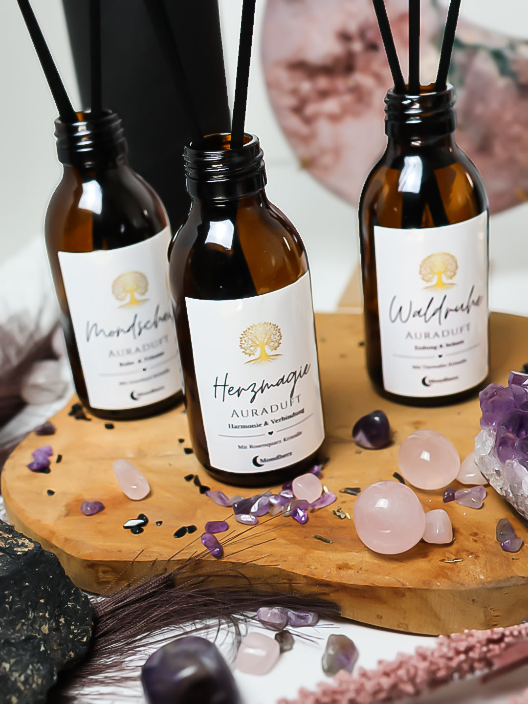 Auraduft Diffuser HERZMAGIE mit Rosenquarz
