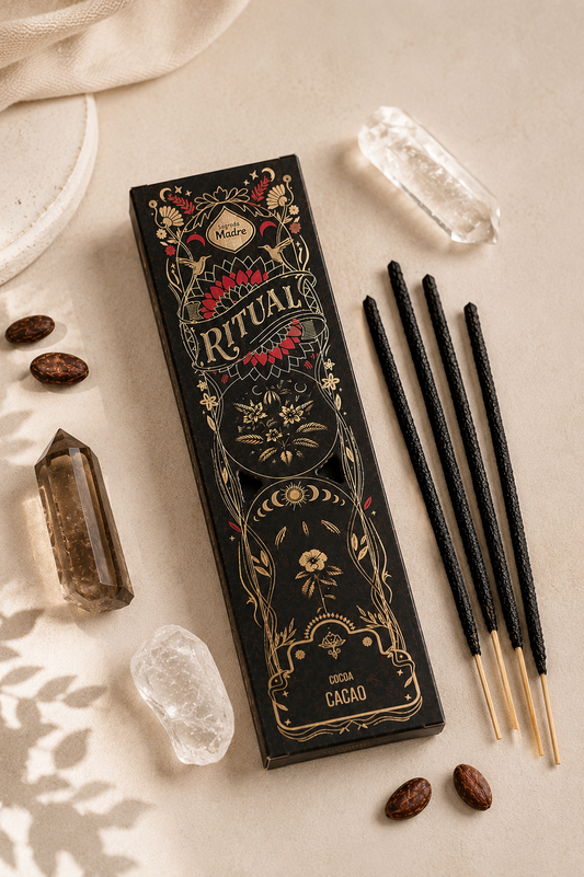Sagrada Madre Ritual Räucherstäbchen Cacao – natürliche Räucherstäbchen mit warmem, herzöffnendem Kakaoduft 