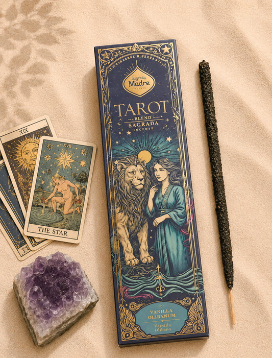 Sagrada Madre Tarot Räucherstäbchen mit Vanille und Olibanum für Intuition, Tarotlegung und spirituelle Rituale.